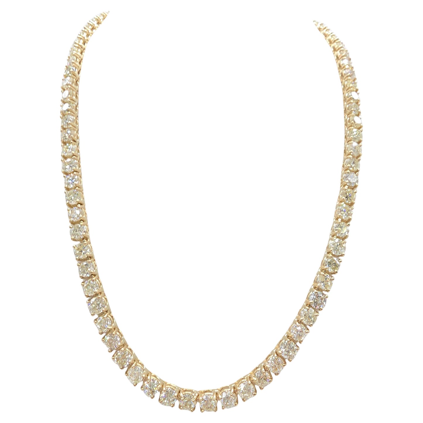 41.05 Carat Natural Diamond Tennis Necklace in 14K Yellow Gold 18"