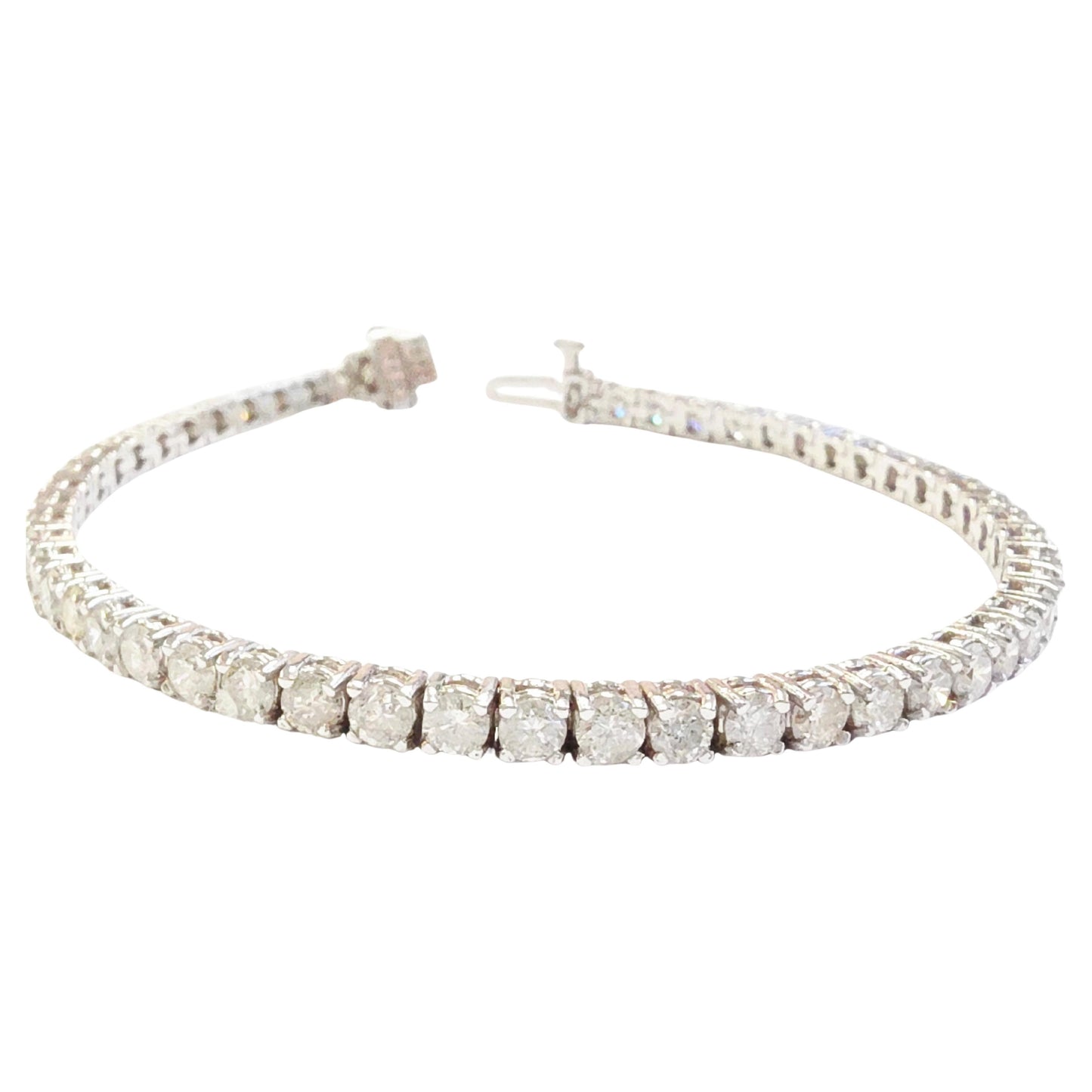 6.50 Carat Natural Diamond Tennis Bracelet 14 Karat White Gold