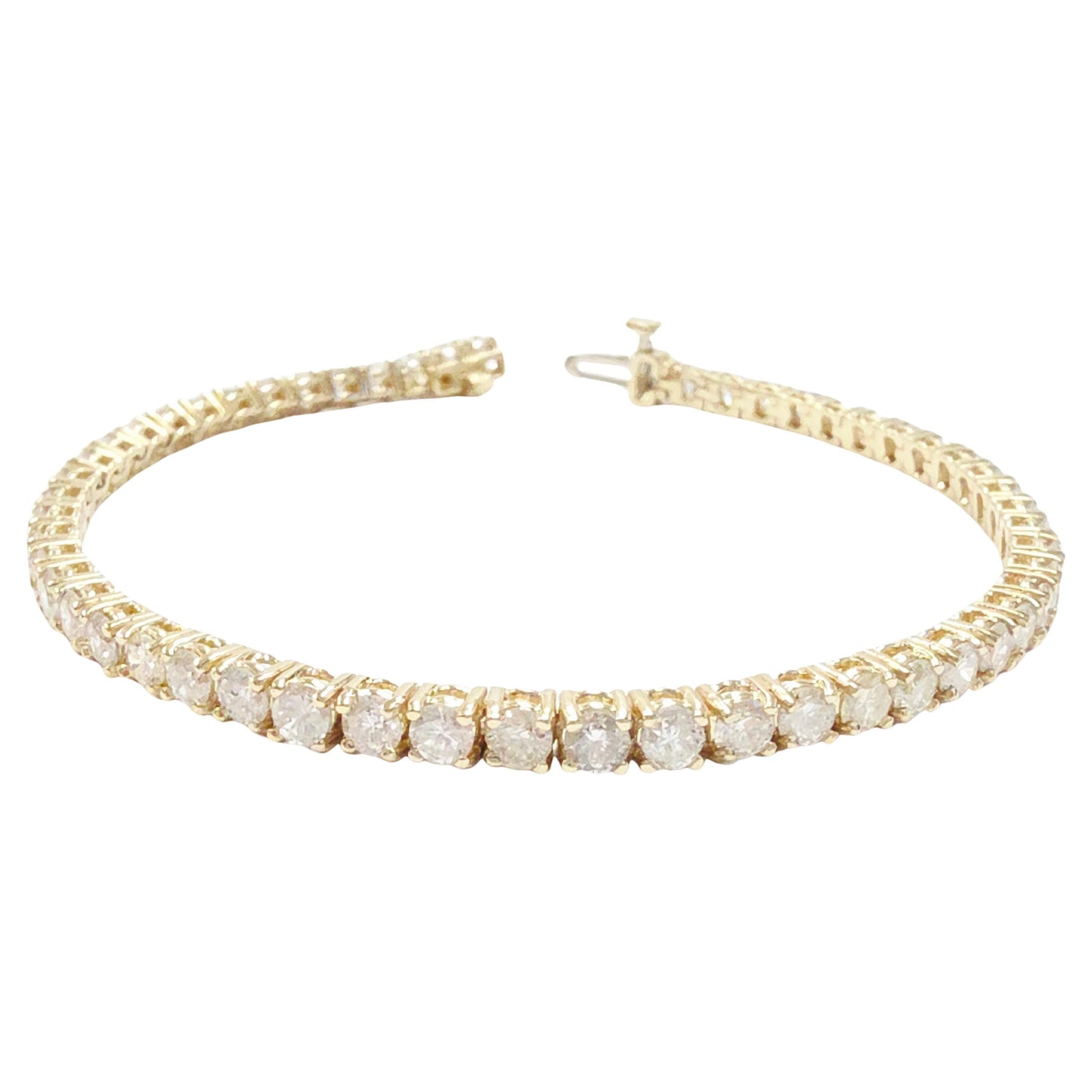 6.28 Carat Natural Diamond Tennis Bracelet 14 Karat Yellow Gold