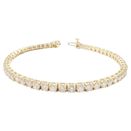 6.28 Carat Natural Diamond Tennis Bracelet 14 Karat Yellow Gold