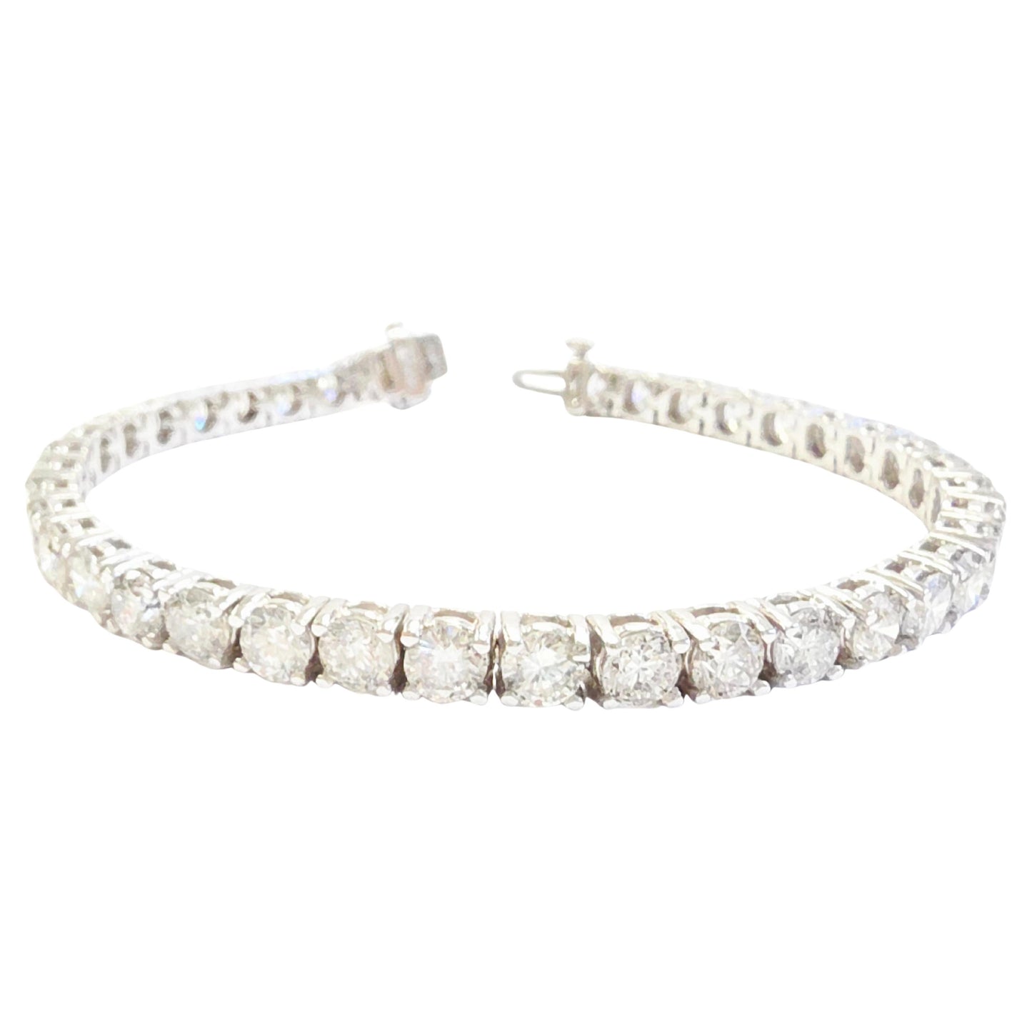 12.43 Carat Natural Diamond Tennis Bracelet 14 Karat White Gold