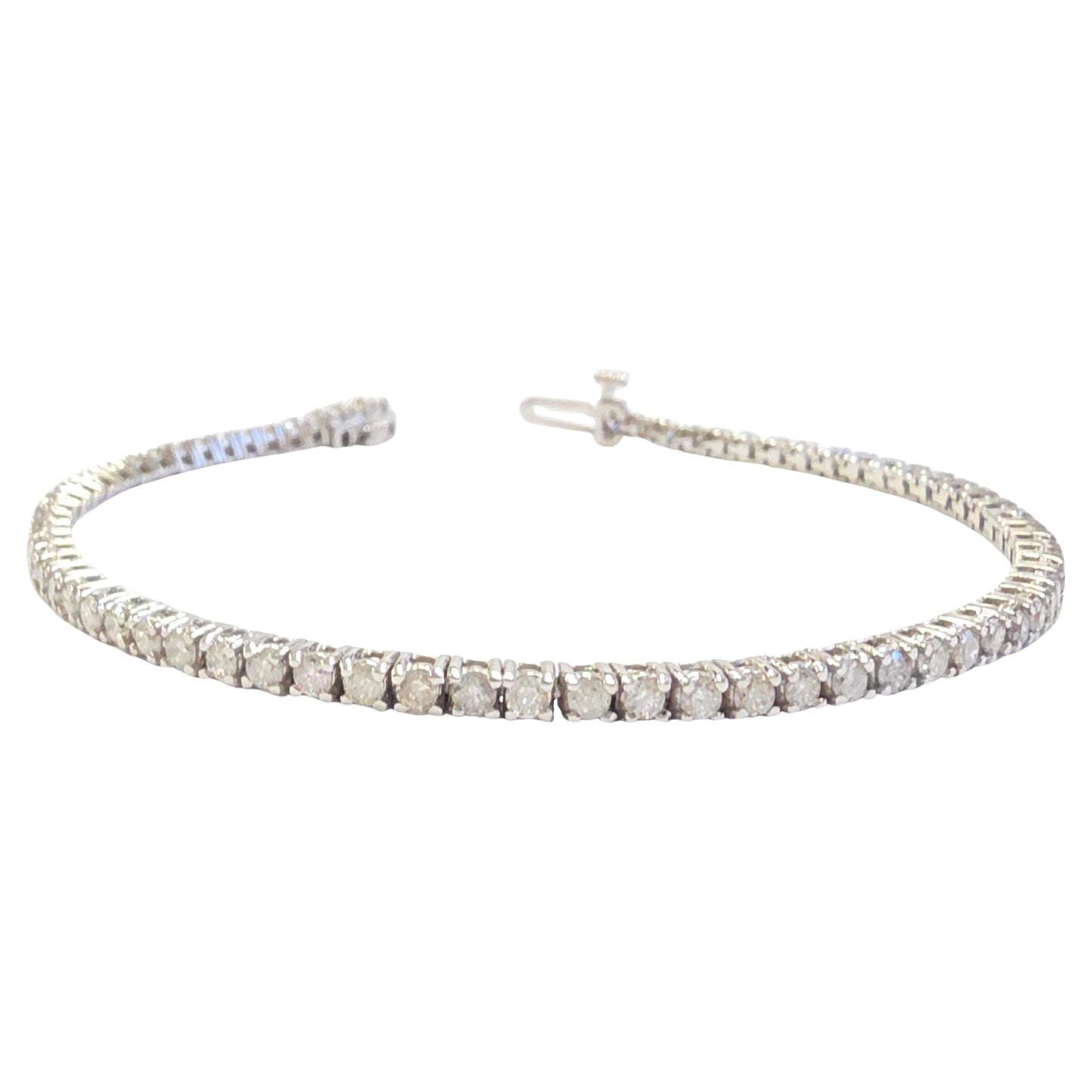 2.21 Carat Natural Diamond Tennis Bracelet 14 Karat White Gold