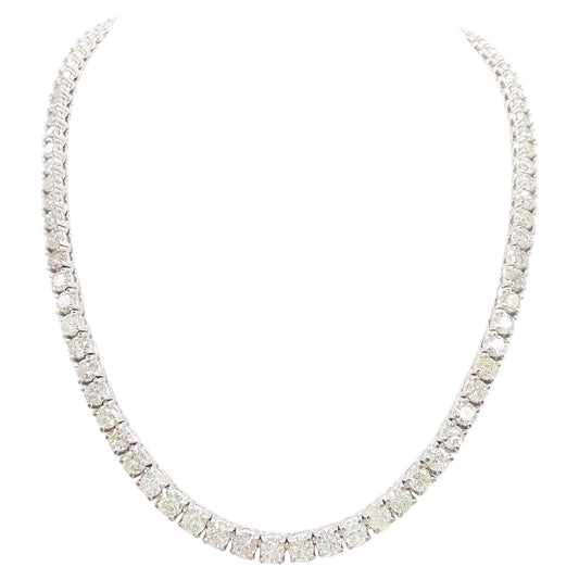 19.67 Carat Round Natural Diamond Tennis Necklace 14K White 16''