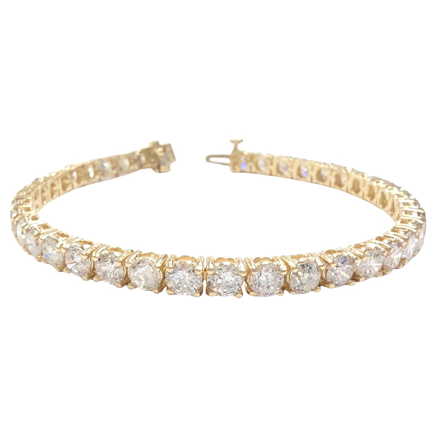 12.10 Carat Natural Diamond Tennis Bracelet 14K Yellow Gold
