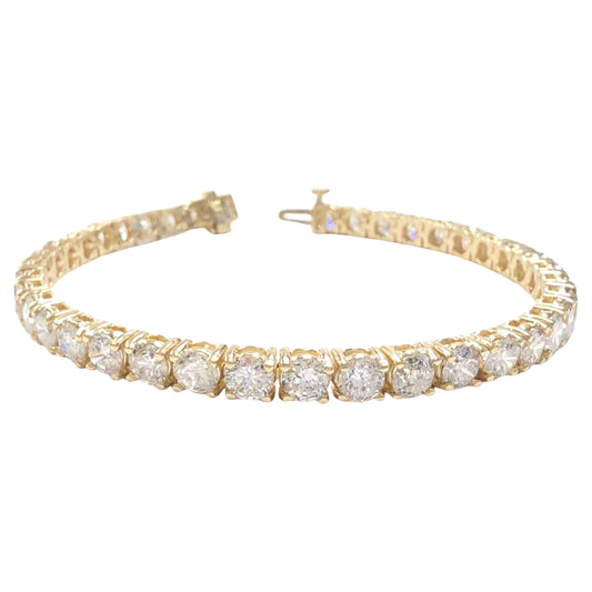 12.10 Carat Natural Diamond Tennis Bracelet 14K Yellow Gold