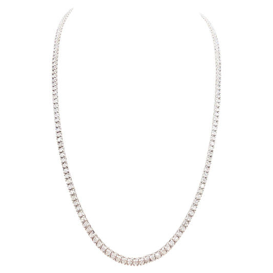 5.18 Carat Round Natural Diamond Tennis Necklace 14K White 18''