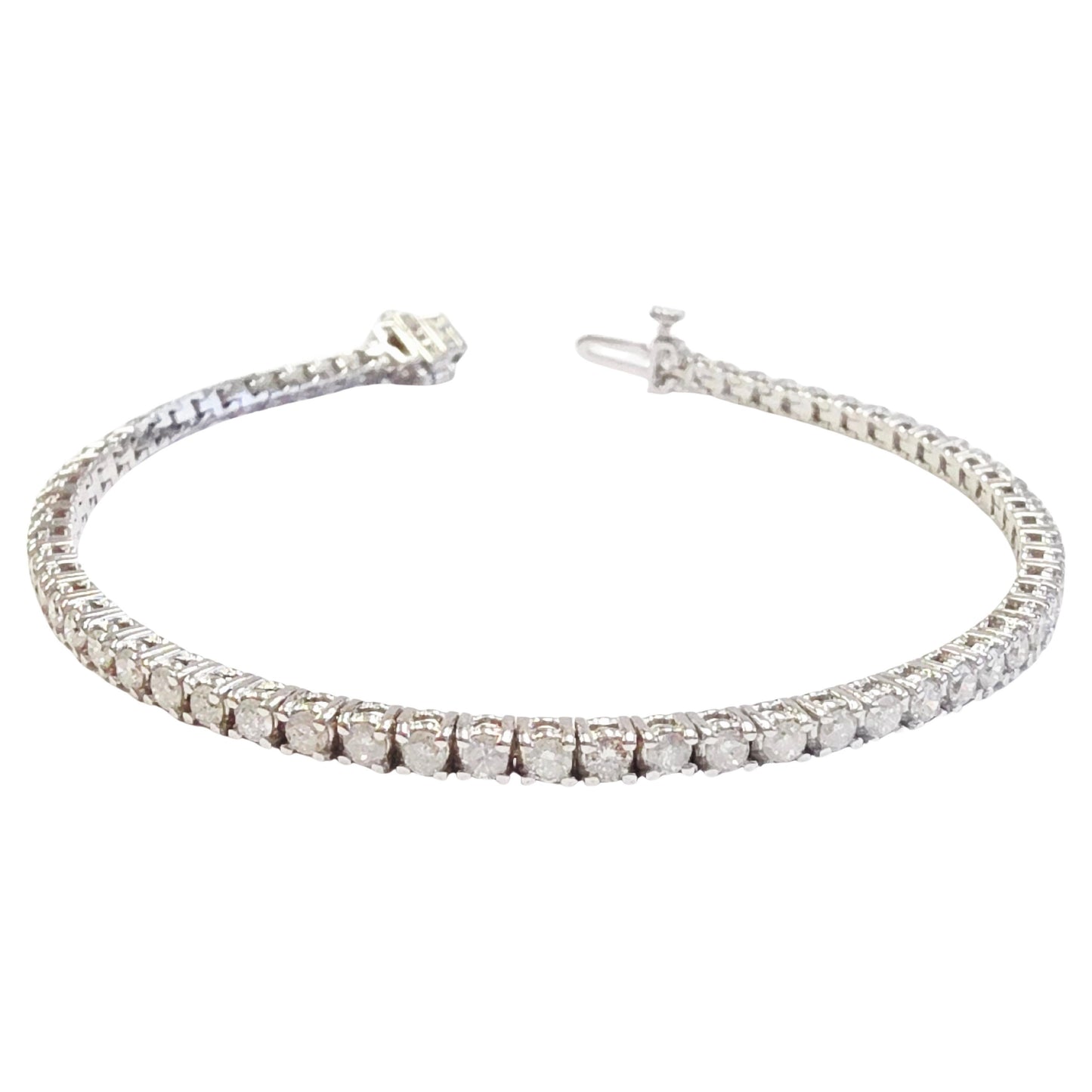 2.70 Carat Natural Diamond Tennis Bracelet 14 Karat White Gold