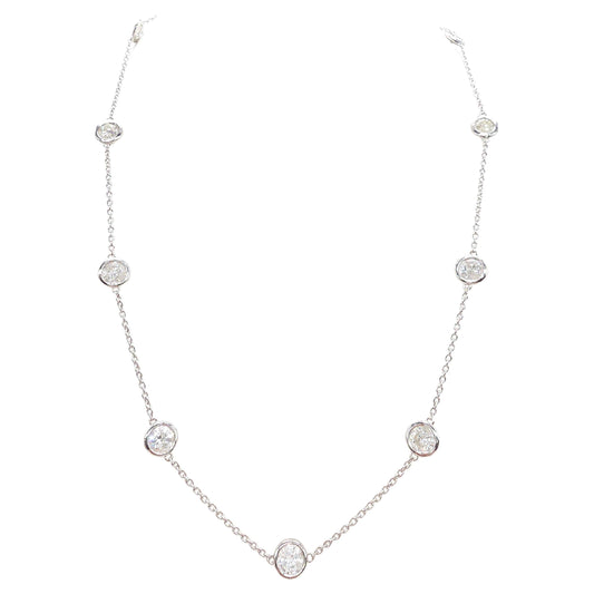 6.56 Carat Nature Diamond By The Yard Necklace 14 Karat White Gold 18''